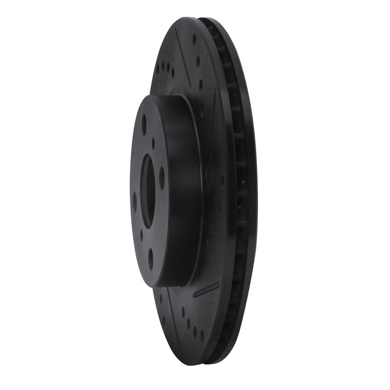 Toyota MR2 Spyder Brake Rotor (1) - Front Right - R1 Concepts - Drilled & Slotted - Black - `00-`05